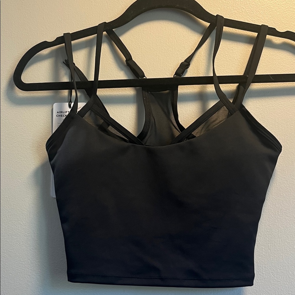 ALO Yoga Black Strappy Racerback Crop Sports Bra